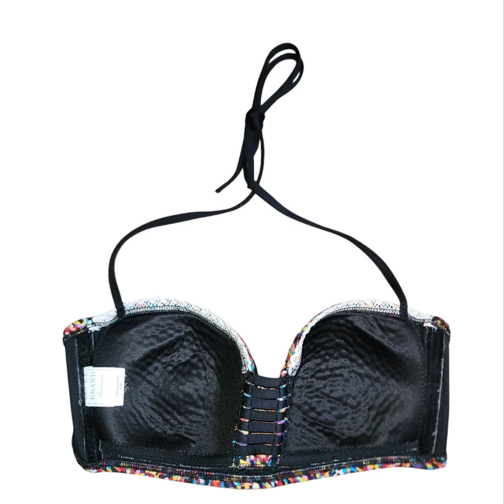 Lucky Brand Multicolored Wire Free Lightly Padded Halter Style Bikini Top Size M